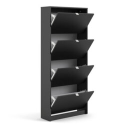 Furniture To Go Shoes Shoe Cabinet  W. 4 Tilting Doors And 2 Layers Matt Black - thumbnail 4