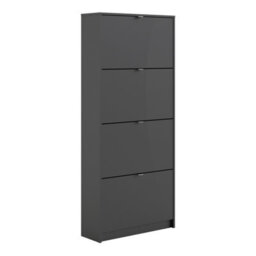 Furniture To Go Shoes Shoe Cabinet  W. 4 Tilting Doors And 2 Layers Matt Black - thumbnail 1