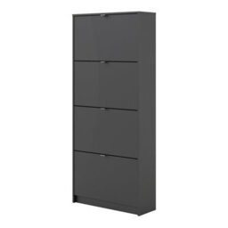 Furniture To Go Shoes Shoe Cabinet  W. 4 Tilting Doors And 2 Layers Matt Black - thumbnail 3