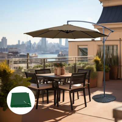 Sundaze 3M Taupe Garden Banana Parasol Cantilever Umbrella Patio W/ Base & Cover - image 1