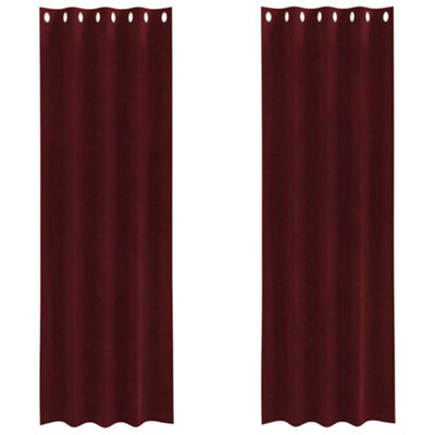 Berkfield Modern Blackout Curtains With Eyelets 2 Pcs Wine Red Velvet - image 1
