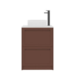 Royal Bathrooms Royal Bathroom Elmore 600mm Terracotta Clay Freestanding Bathroom Vanity Unit 2 Drawer Plain White Worktop With Round Basin - thumbnail 7
