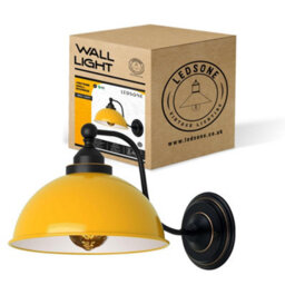 Ledsone Yellow Metal Shade Wall Sconce Retro Vintage E27 Indoor Light (19X21Cm) For Bedroom & Living Room