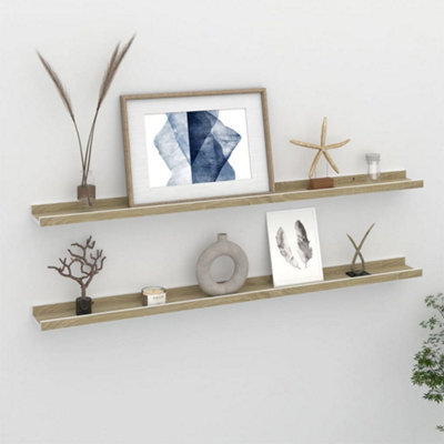 Berkfield Wall Shelves 2 Pcs White And Sonoma Oak 100X9X3 Cm - image 1