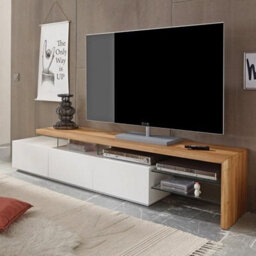 Furniture in Fashion Alanis Wooden Tv Stand With Storage In Knotty Oak And Matt White