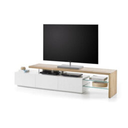 Furniture in Fashion Alanis Wooden Tv Stand With Storage In Knotty Oak And Matt White - thumbnail 4