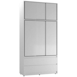 Urbn-Living Urbnliving 240Cm Height 6 Sliding Door 4 Drawer White Freestanding Wardrobe Clothes Storage Hanging Rail Bedroom - thumbnail 1