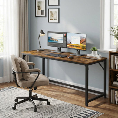 LEDREM Vasagle Computer Desk, Office Desk, 160 X 60 X 76 Cm, For Study, Bedroom, Living Room, Rustic Brown And Ink Black Lwd121K01 - image 1