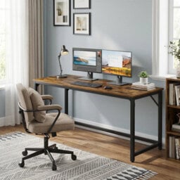 Vasagle Computer Desk, Office Desk, 160 X 60 X 76 Cm, For Study, Bedroom, Living Room, Rustic Brown And Ink Black