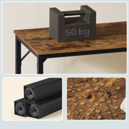 LEDREM Vasagle Computer Desk, Office Desk, 160 X 60 X 76 Cm, For Study, Bedroom, Living Room, Rustic Brown And Ink Black Lwd121K01 - thumbnail 7
