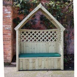 Churnet Valley Garden Furniture Ltd Daisy 3 Seat Trellis Storage Arbour - L60 X W179 X H235 Cm - Partially Assembled - Set Of Waterproof Cushions Included - thumbnail 2