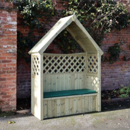 Churnet Valley Garden Furniture Ltd Daisy 3 Seat Trellis Storage Arbour - L60 X W179 X H235 Cm - Partially Assembled - Set Of Waterproof Cushions Included - thumbnail 1