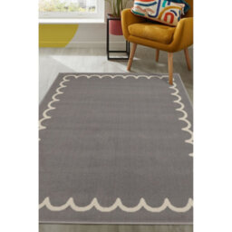 Melrose Colorama Frill Border Grey Indoor Large Area Rug 160X230Cm - thumbnail 1