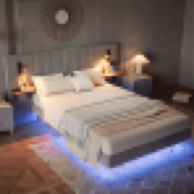 Matteo Grey Velvet Double Bed Frame 4Ft6 With Integrated Usb Charging & Led Headboard Lights - image 1