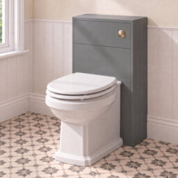 Aveli Complete Traditional Bathroom Suite 1700mm Square Bath With Grey Vanity Unit, Toilet, Brushed Brass Shower, Bath Screen & Taps - thumbnail 6