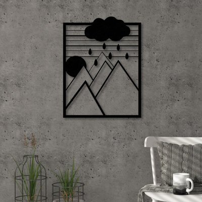 Decortie Modern Metal Wall Art Dreamer Home Ornament Decorative Minimalist Design Hanging Wall Sculpture, Black - image 1