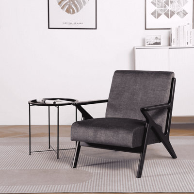 Home Source Cavera Deep Seat Black Fabric Upholstered Modern Accent Armchair - image 1