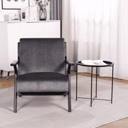 Home Source Cavera Deep Seat Black Fabric Upholstered Modern Accent Armchair - thumbnail 2
