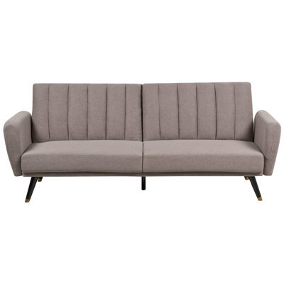 Beliani Sofa Bed 3 Seater Vimmerby Fabric Light Brown - image 1