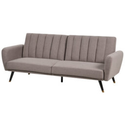 Beliani Sofa Bed 3 Seater Vimmerby Fabric Light Brown - thumbnail 4