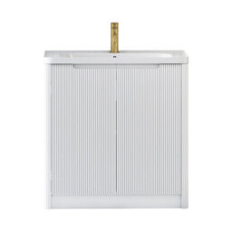 Royal Bathrooms Avenza 800mm Fluted Floor Standing Vanity Unit Matt White 2 Door Storage Cabinet With Ceramic Basin - thumbnail 7