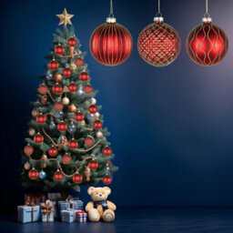 Shatchi Christmas 8Cm Red Glass Baubles Set - 12Pcs Ornaments With 3 Assorted Designs For Tree Decorations - thumbnail 4