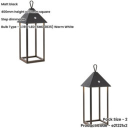 Loops 2 Pack Matt Black Dimmable Table Lamp - Usb Chargeable Led Light - Modern Large Ip44 Outdoor Hanging - thumbnail 2