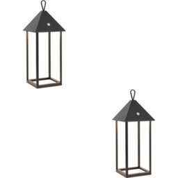 Loops 2 Pack Matt Black Dimmable Table Lamp - Usb Chargeable Led Light - Modern Large Ip44 Outdoor Hanging