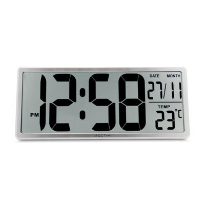Acctim Date Keeper Jumbo Lcd Wall/desk Silver Clock With Autoset Technology - image 1