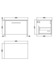 Hudson Reed Juno Wall Hung 1 Drawer Vanity Unit & Matching Worktop, Midnight Blue Finish, 605 X 390 mm - thumbnail 4