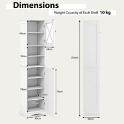 170Cm Tall Bathroom Cabinet Freestanding Storage Cabinet - thumbnail 2