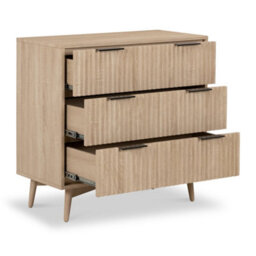 Jakob Oak 3 Drawer Grooved Chest Fully Assembled - By Roseland Furniture - thumbnail 4