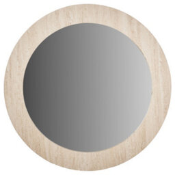Pacific Lifestyle Round Wall Mirror Cream Travertine Effect Veneer 80Cm Contemporary - thumbnail 2