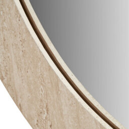 Pacific Lifestyle Round Wall Mirror Cream Travertine Effect Veneer 80Cm Contemporary - thumbnail 7
