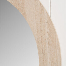 Pacific Lifestyle Round Wall Mirror Cream Travertine Effect Veneer 80Cm Contemporary - thumbnail 5