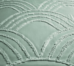 Homes & Linen Zara Chenille Tufted Green Duvet Cover Set 100% Polyester Bedding With Geometric Arches Pattern - thumbnail 5