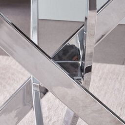 Amara 100Cm Round Glass Dining Table With Chrome Silver Legs - thumbnail 3