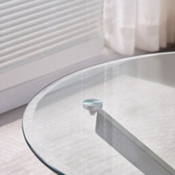 Amara 100Cm Round Glass Dining Table With Chrome Silver Legs - thumbnail 4
