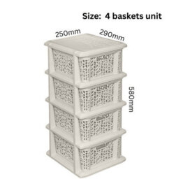 B2C Storage Unit With Baskets Drawer Box Organizer Tower Cabinet White  4 Basket Unit - thumbnail 2