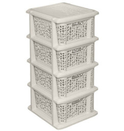 B2C Storage Unit With Baskets Drawer Box Organizer Tower Cabinet White  4 Basket Unit - thumbnail 1