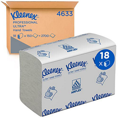 Kleenex Folded Hand Towels, White, Soft & Highly Absorbent, Airflex Technology, Fsc Certified Paper For Commercial Washrooms, 18