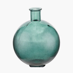 Pacific Lifestyle Round Vase In Sea Green Recycled Glass - thumbnail 2
