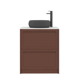 Royal Bathrooms Royal Bathroom Elmore 700mm Terracotta Clay Freestanding Bathroom Vanity Unit 2 Drawer Plain White Worktop With Milan Black Basin - thumbnail 7