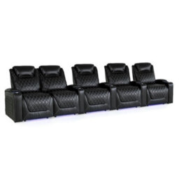 Valencia Oslo Xl Home Cinema Seating Row Of 5 Loveseat Left Black Nappa Leather Power Recliner And Headrest