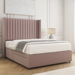 Bsspoke Manhattans Divan Bed Pink Plush Velvet 54Inch Headboard & No Mattress No Drawers In Single Small Double King 4Ft6 6Ft - thumbnail 2