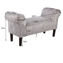Silver Grey  Bedroom Upholstered Bench End Sofa Chair Chaise Lounge Bench Window Seat Stool - thumbnail 2