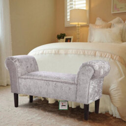 Silver Grey  Bedroom Upholstered Bench End Sofa Chair Chaise Lounge Bench Window Seat Stool - thumbnail 1