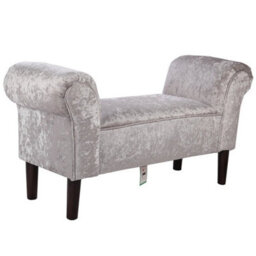 Silver Grey  Bedroom Upholstered Bench End Sofa Chair Chaise Lounge Bench Window Seat Stool - thumbnail 4