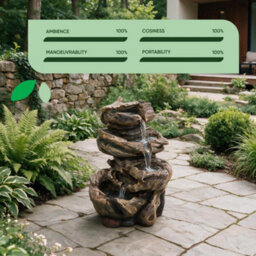 Gardenwize Solar Powered Rock Stack Garden Water Fountain - thumbnail 6