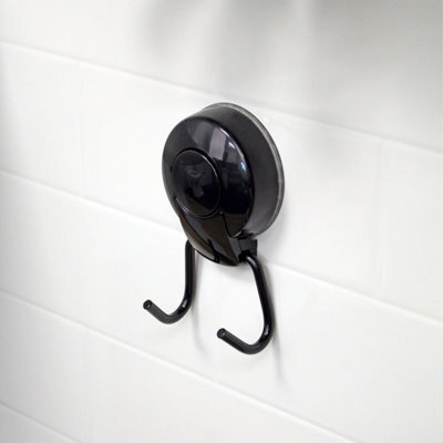 Showerdrape Suctionloc Black Steel Suction Wall Mounted Robe Hook - image 1